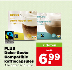  plus huismerk dolce gusto capsules 2 16 latte macchiato cappuccino fairtrade havelaar compatible koffiecapsules dozen stuks 6 99 