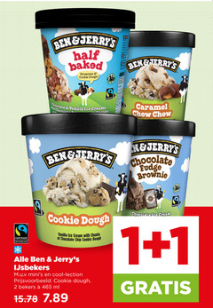  ben and jerrys ijsspecialiteit 1 2 fairtrade baked brownies cookie dough chocolate vanilla ice creams with chunks ear caramel brownie lat cream havelaar chip ijsbekers m.u.v cool bekers ml 