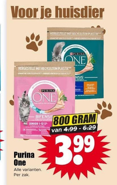  one kattenvoer huisdier plastik gemaakt plastic purina gerecycled plastique recycle junior zak 3.99 