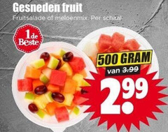  500 gesneden fruit fruitsalade meloenmix schaal 3.99 