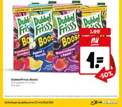  dubbelfrisss fruitdrank 1 22 28 fris dubbel framboos cranberry appel boost pakken 5 liter pak perzik verfrissen zuivel frisss bosvruchten verfrissend aanschaf 2e combinaties let combinatie jumbo 