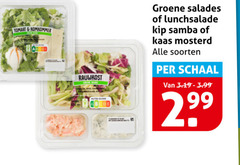  salade tomaat komkommer rauwkost groene salades lunchsalade kip samba kaas mosterd soorten schaal 