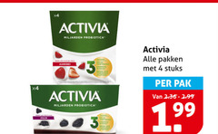  danone activia vruchtenyoghurt 3 4 x4 miljarden probiotica aardbei stoffen pakken stuks pak 