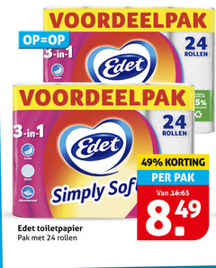  edet toiletpapier 1 3 5 24 zacht absorberend simply pak rollen plastic 