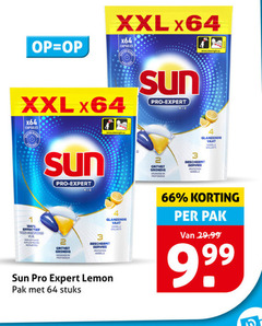  sun vaatwasmiddel 2 64 100 xxl capsules effectief ovengedroogd vuil les taches pro expert ontvet profondeur  beschermt servies protection glanzende vaat vaisselle lemon pak stuks briljante 