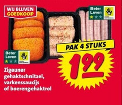  4 beter leven zigeuner gehaktschnitzel varkenssaucijs boerengehaktrol pak stuks 