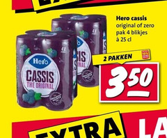  hero frisdrank 2 4 25 cassis original zero pak blikjes pakken 