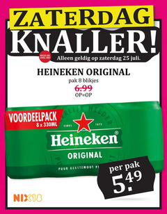  heineken blikjes bier 8 18 25 zaterdag knaller original 330ml pak helder puur gerstemout 