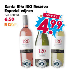  rose witte wijn 120 750 santa rita reserva especial wijnen fles ml nix18 liter 