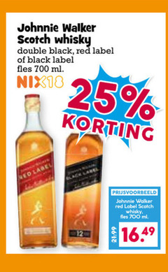  johnnie walker whisky 25 700 scotch double black red label fles ml nix18 