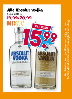  absolut wodka 700 vodka fles ml nix18 vanilia markt winkels slijterij afdeling 