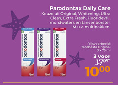  paradontax tandpasta 3 parodontax daily care original whitening ultra clean fresh fluoridevrij mondwaters tandenborstel multipakken 75ml ml 10 