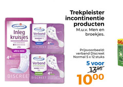  trekpleister huismerk incontinentieverband 5 12 1395 inleg verbond kruisjes discreet incontinentie men broekjes verband normal stuks 10 giga 