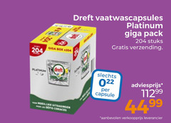  dreft vaatwasmiddel giga box platinum vaatwascapsules pack stuks verzending capsule 