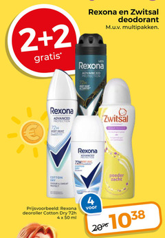  zwitsal rexona deodorant 2 4 20 50 men advanced protection multipakken 72h port day poeder zacht deoroller cotton dry ml 
