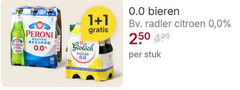  peroni grolsch alcoholvrij bier 1 250 nastro azzurro 0.0 bieren radler citroen stuk peren 00 