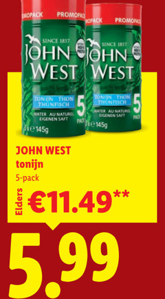  john west tonijn in blik 5 since thon water naturel pack 5.99 