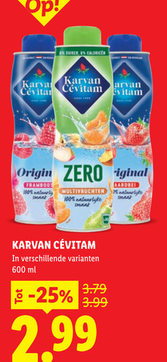  karvan cevitam limonadesiroop 100 600 suiker calorieen origin zero original framboos aardbei multivruchten ml 