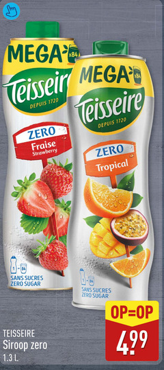  teisseire limonadesiroop mega depuis zero fraise strawberry tropical sans sucres sugar siroop l 