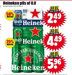  heineken 0.0 blikjes bier 6 25 33 50 pils pack blik 5.99 nek original 5 96 
