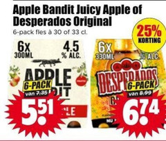  apple bandit desperados speciaalbieren 6 25 30 33 juicy original pack fles 6x 300ml le 330ml 