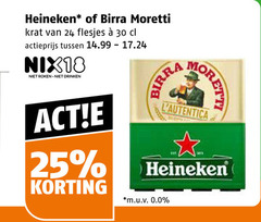  birra moretti heineken krat bier 18 24 25 30 actieprijs roken drinken m.u.v 0.0 