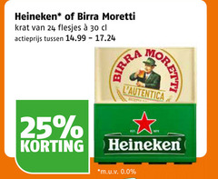  birra moretti heineken krat bier 24 25 30 actieprijs m.u.v 0.0 