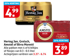  hertog jan birra moretti grolsch amstel blikjes bier 1 4 6 25 1870 natuurzuiver traditioneel water pakken liter varieeren traditiegetrouw pilsener 