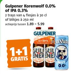  gulpener speciaalbieren 1 2 4 30 250 korenwolf 0.0 trays blikjes ml actieprijs 5.99 