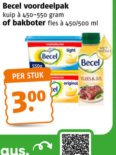  becel margarine olie en vetten 300 kuip 450-550 bakboter fles 450 500 ml light omega3 stuk original vlees jus 