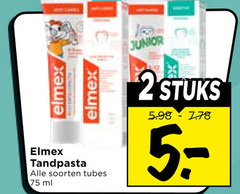  elmex tandpasta 2 and soorten tubes ml junior stuks 