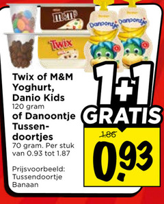 120 twix yoghurt danio kids 1.1 danoontje stuk tussendoortje banaan 