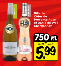  rose witte wijn 9 750 droog rosee wit provence wet chardonnay ml 5.99 