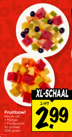  fruitsalade 500 mango fruitpunch xl schaal 3.99 2 99 