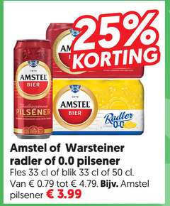  amstel warsteiner alcoholvrij bier blikjes radler 25 33 50 1870 am pilsener 0.0 fles blik 3.99 