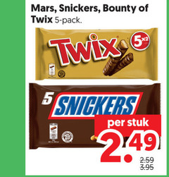  5 mars snickers bounty twix pack stuk 
