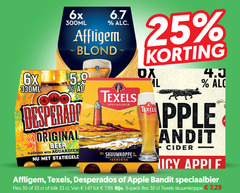  apple bandit affligem texels desperados appelcider speciaalbieren 6 25 30 33 50 60 300 6x 300ml 330ml desperado original beer flavoured with speciaalbier skuumkoppe karaktervol donker tarwebier cider fles blik pack 