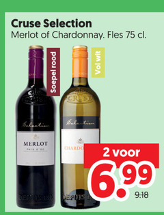  cruse selection witte wijn rode 2 merlot chardonnay fles soepel rood wit depuis l 