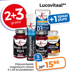  lucovitaal voedingssupplement 2 3 5 20 25 40 400 1000 one day vitamine spaar 1 punt rode gist rijst table magnesium citraat bruistabletten mg super visolie omega creatine 