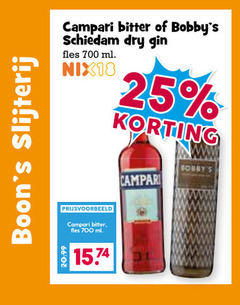  25 700 slijterij campari bitter schiedam dry gin fles ml nix18 