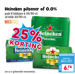  heineken 0.0 blikjes bier 6 25 50 330 pilsener pak 33 blik nix18 00 gerstemout original blikken 