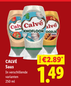  calve snacksaus 250 knoflook samba unox saus ml 