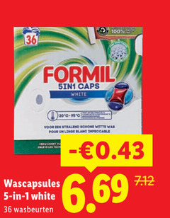  formil wasmiddel 1 5 20 36 100 5-in-1 caps white schone witte pour linge blanc impeccable wascapsules wasbeurten 