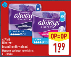  8 10 600 always urineverlies discreet incontinentieverband meerdere stuks volle 