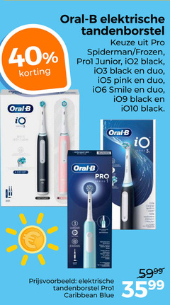  3 40 100 oral b edition elektrische tandenborstel pro spiderman frozen junior black duo pink smile series id matt cleaner zonne caribbean blue 