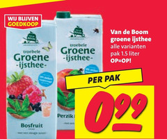  van de boom ice tea troebele groene bosfruit perzik ijsthee pak liter 