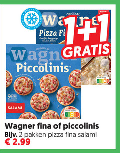  wagner diepvriespizza 2 9 original ware pizza fi knapperige rand piccolinis salami pakken 