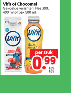  vifit chocomel chocolademelk drinkyoghurt 300 400 500 fles ml pak stuk 99 aardbei vitaminen afweersysteem b 
