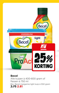  becel olie en vetten margarine 25 100 750 plantaardig hart light flessen ml kuip 