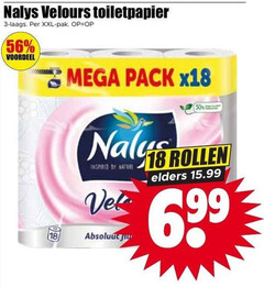  nalys toiletpapier 3 18 50 velours xxl pak voordeel mega pack x18 inspired by nature vel rollen elders 69 